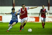 24 April 2015; Chris Forrester, St Patrick's Athletic, in action against Gary Armstrong, Sligo Rovers. SSE Airtricity League Premier Division, St Patrick's Athletic v Sligo Rovers. Richmond Park, Dublin. Photo by Sportsfile