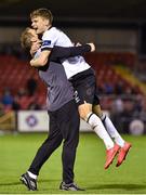 24 April 2015; Sean Gannon, Dundalk, celebrates with assistant manager Vinny Perth, at the end of the game. SSE Airtricity League Premier Division, Cork City v Dundalk. Turners Cross, Cork. Picture credit: David Maher / SPORTSFILE