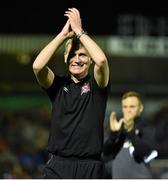 24 April 2015; Stephen Kenny, Dundalk manager, celebrates at the end of the game. SSE Airtricity League Premier Division, Cork City v Dundalk. Turners Cross, Cork. Picture credit: David Maher / SPORTSFILE