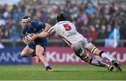 24 April 2015; Luke Fitzgerald, Leinster, is tackled by Franco van der Merwe, Ulster. Guinness PRO12, Round 20, Ulster v Leinster. Kingspan Stadium, Ravenhill Park, Belfast. Picture credit: Ramsey Cardy / SPORTSFILE