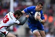 24 April 2015; Zane Kirchner, Leinster, is tackled by Jared Payne, Ulster. Guinness PRO12, Round 20, Ulster v Leinster. Kingspan Stadium, Ravenhill Park, Belfast. Picture credit: Ramsey Cardy / SPORTSFILE