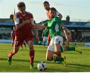 31 May 2016; Daryl Murphy of Republic of Ireland in action against Maksim Valadzko of Belarus during the EURO2016 Warm-up International between Republic of Ireland and Belarus in Turners Cross, Cork.  Photo by David Maher/Sportsfile