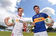 29 April 2015; Colin O'Riordan, Tipperary U21 Football captain, was joined by his Tyrone counterpart Kieran McGeary in Parnell Park, Dublin, ahead of the EirGrid GAA Football U21 All-Ireland Final on Saturday, 2nd May. Parnell Park, Dublin. Picture credit: Stephen McCarthy / SPORTSFILE