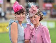 29 April 2015; Racegoers Emer McCabe, from Loungford Town, and Maria Byrne, from Carlow Town, at the day's races. Punchestown Racecourse, Punchestown, Co. Kildare. Picture credit: Matt Browne / SPORTSFILE