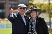 29 April 2015; Broadcaster Gay Byrne and his wife Kathleen Watkins at the day's races. Punchestown Racecourse, Punchestown, Co. Kildare. Picture credit: Matt Browne / SPORTSFILE