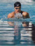 30 April 2015; Alexis Wenger, NCSA, competes in his semi-final of the men's 50m breaststroke event during the 2015 Irish Open Swimming Championships at the National Aquatic Centre, Abbotstown, Dublin. Picture credit: Stephen McCarthy / SPORTSFILE