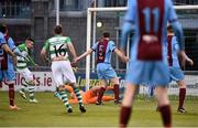 1 May 2015; Mikey Drennan, far left, Shamrock Rovers, shoots to score his side's first goal. SSE Airtricity League Premier Division, Shamrock Rovers v Drogheda United, Tallaght Stadium, Tallaght, Co. Dublin. Picture credit: David Maher / SPORTSFILE