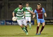 1 May 2015; Ryan Brennan, Shamrock Rovers, in action against Cathal Brady, Drogheda United. SSE Airtricity League Premier Division, Shamrock Rovers v Drogheda United, Tallaght Stadium, Tallaght, Co. Dublin. Picture credit: David Maher / SPORTSFILE