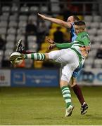 1 May 2015; Mikey Drennan, Shamrock Rovers, in action against Alan Byrne, Drogheda United. SSE Airtricity League Premier Division, Shamrock Rovers v Drogheda United, Tallaght Stadium, Tallaght, Co. Dublin. Picture credit: David Maher / SPORTSFILE