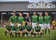 29 May 2008; The Republic of Ireland team, back row, left to right, John O'Shea, Paul McShane, Dean Kiely, Damien Delaney, Glenn Whelan and Richard Dunne, front row, left to right, Kevin Doyle, Aiden McGeady, Liam Miller, Andy Keogh and captain Robbie Keane. International Friendly, Republic of Ireland v Colombia, Craven Cottage, London, England. Picture credit: David Maher / SPORTSFILE *** Local Caption ***