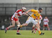 1 June 2008; Peter Dallat, Antrim in action against Darragh McCloskey, Derry. ESB Ulster Minor Hurling Championship Semi-Final, Antrim v Dewrry, Casement Park, Belfast, Co. Antrim. Photo by Sportsfile