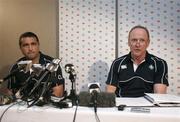 3 June 2008; Interim coach Michael Bradley, left, and Manager Joe Miles during an Ireland Team Announcement and Press Conference. 2008 Ireland Rugby Summer Tour, Holiday Inn, Wellington, New Zealand. Picture credit: Tim Hales / SPORTSFILE