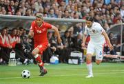 7 June 2008; Valon Behrami, Switzerland, in action against Marek Jankulovski, Czech Republic. UEFA EURO 2008TM, Switzerland v Czech Republic, St Jakob Park, Basel, Switzerland. Picture credit; Paul Mohan / SPORTSFILE