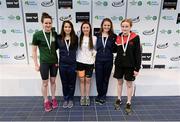 3 May 2015; Medal recipients from the women's 50m back-stroke final, from left, Kate Kavanagh, Galway, Zoe Avestruz, NCSA, Iseult Hayes, Sunday's Well, Hannah Whiteley, NCSA and Danielle Hill, Larne. 2015 Irish Open Swimming Championships at the National Aquatic Centre, Abbotstown, Dublin. Picture credit: Piaras Ó Mídheach / SPORTSFILE