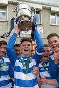 4 May 2015; Home Farm captain Gavin Balfe lifts the cup after the game. FAI Umbro U17 Cup Final, Herbertstown v Home Farm. Jackman Park, Limerick . Picture credit: Brendan Moran / SPORTSFILE