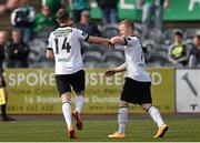 4 May 2015; Dane Massey, left, Dundalk, celebrates after scoring his side's 6th goal with team-mate Daryl Horgan. SSE Airtricity League, Premier Division, Dundalk v Bray Wanderers. Oriel Park, Dundalk, Co. Louth. Photo by Sportsfile