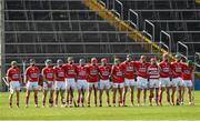3 May 2015; The Cork players during the playing of the National Anthem. Allianz Hurling League, Division 1 Final, Cork v Waterford. Semple Stadium, Thurles, Co. Tipperary. Picture credit: Ray McManus / SPORTSFILE