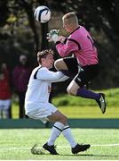 3 May 2015; Aaron McKenna, Bohemians, in action against David Grant O'Sullivan, Kilreen Celtic. FAI Umbro Youth Cup Final, Bohemians v Kilreen Celtic. Pearse Park, Dublin. Picture credit: Ramsey Cardy / SPORTSFILE