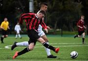 3 May 2015; Steven Mullins, Bohemians, in action against Eli Kadi-Harrington, Kilreen Celtic. FAI Umbro Youth Cup Final, Bohemians v Kilreen Celtic. Pearse Park, Dublin. Picture credit: Ramsey Cardy / SPORTSFILE