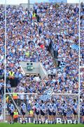 8 June 2008; Dublin players stand for the National Anthem in front of Hill 16. GAA Football Leinster Senior Championship Quarter-Final, Louth v Dublin, Croke Park, Dublin. Picture credit: Matt Browne / SPORTSFILE