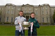 6 May 2015; Laois footballer John O'Loughlin and Carlow footballer Kieran Nolan in attendance at the launch of the 2015 Leinster GAA Senior Championships. Farmleigh House & Gardens, Phoenix Park, Dublin. Picture credit: Stephen McCarthy / SPORTSFILE