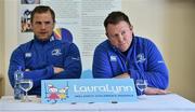 7 May 2015; Leinster head coach Matt O'Connor, right, and captain Jamie Heaslip during a press conference. LauraLynn Children's Hospice, 18 Leopardstown Road, Leopardstown, Dublin 18. Picture credit: Ray McManus / SPORTSFILE