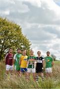 7 May 2015; Mayo captain Keith Higgins, with the Connacht Football Cup, and, from left, Galway captain Paul Conroy, London captain Martin Carroll, Roscommon captain Niall Carty, Sligo captain Mark Breheny and Leitrim captain Sean McWeeney in attendance at the launch of the 2015 Connacht GAA Football Championship. Connacht GAA Centre, Bekan, Claremorris, Co. Mayo. Picture credit: Matt Browne / SPORTSFILE