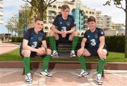 8 May 2015; Republic of Ireland players Jamie Gray, left, Luke Wade-Slater, centre, and Trevor Clarke at the Sunset Resort hotel, Pomorie, Bulgaria. Picture credit: Pat Murphy / SPORTSFILE