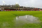 8 May 2015; General view of the waterlogged pitch at Richmond Park where the game was called off. SSE Airtricity League Premier Division, St Patrick's Athletic v Shamrock Rovers, Richmond Park, Dublin. Picture credit: David Maher / SPORTSFILE