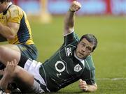 14 June 2008; Ireland player Marcus Horan celebrates one of Ireland's tries during the Ireland v Australia match. 2008 Ireland Rugby Summer Tour, Telstra Dome, Melbourne, Australia. Picture credit: Martin Philbey / SPORTSFILE