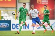 10 May 2015; Conor Masterson, Republic of Ireland, in action against Patrick Cutrone, Italy. UEFA U17 Championship Finals, Group D, Republic of Ireland v Italy. Stara Zagora, Bulgaria. Picture credit: Pat Murphy / SPORTSFILE