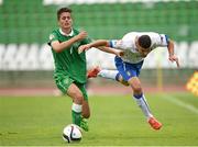 10 May 2015; Zachary Elbouzedi, Republic of Ireland, in action against Patrick Cutrone, Italy. UEFA U17 Championship Finals, Group D, Republic of Ireland v Italy. Stara Zagora, Bulgaria. Picture credit: Pat Murphy / SPORTSFILE