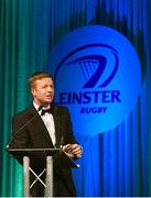 9 May 2015; MC Darragh Maloney at the Leinster Rugby Awards Ball. The Leinster Rugby Awards Ball took place, at the Double Tree by Hilton hotel, Dublin, in front of over 500 attendees as Leinster Rugby celebrated the achievements of those both on and off the field in both the domestic and the professional game. On the night Sean Cronin was awarded the Bank of Ireland Leinster Rugby Players' Player of the Year and Jack Conan was awarded the Samsung Galaxy S6 Young Player of the Year award. RTÃ‰'s Darragh Maloney was MC for the evening as Leinster Rugby Head Coach Matt O'Connor, Captain Jamie Heaslip and the rest of the players also took the opportunity to celebrate the careers of Leinster Rugby stalwarts Gordon D'Arcy and Shane Jennings. Picture credit: Stephen McCarthy / SPORTSFILE