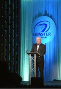 9 May 2015; Leinster Rugby Branch President John Glackin speaking at the Leinster Rugby Awards Ball. The Leinster Rugby Awards Ball took place, at the Double Tree by Hilton hotel, Dublin, in front of over 500 attendees as Leinster Rugby celebrated the achievements of those both on and off the field in both the domestic and the professional game. On the night Sean Cronin was awarded the Bank of Ireland Leinster Rugby Players' Player of the Year and Jack Conan was awarded the Samsung Galaxy S6 Young Player of the Year award. RTÉ's Darragh Maloney was MC for the evening as Leinster Rugby Head Coach Matt O'Connor, Captain Jamie Heaslip and the rest of the players also took the opportunity to celebrate the careers of Leinster Rugby stalwarts Gordon D'Arcy and Shane Jennings. Picture credit: Stephen McCarthy / SPORTSFILE