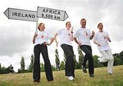 11 June 2008; Tracy Piggott, founder of the Playing for Life charity, left, with Eamonn Coghlan, Olympic hopeful Joanne Cuddihy, and Catherina McKiernan, right, at the launch of the Tesco Run to Africa Challenge. The Run to Africa Challenge hopes to raise money for the Playing for Life Charity by holding a virtual run from Dublin to Ethiopia, a distance of 9,500km. The Run to Africa takes place on the weekend of the 3rd of October and will see two treadmills placed in 25 Tesco Ireland stores across the country. People will be encouraged to raise 100 euros and then run their kilometre at a selected time over the weekend. The National Aquatic Centre (NAC), Abbotstown, Dublin. Picture credit: Brian Lawless / SPORTSFILE