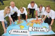 11 June 2008; At the launch of the Tesco Run to Africa Challenge are, from left, Cork ladies football captain, Angela Walsh, Barney Rock, Playing for Life, Founder of Playing for Life Charity, Tracy Piggott, Eamonn Coghlan, Catherina McKiernan, and Olympic hopeful Joanne Cuddihy. The Run to Africa Challenge hopes to raise money for the Playing for Life Charity by holding a virtual run from Dublin to Ethiopia, a distance of 9,500km. The Run to Africa takes place on the weekend of the 3rd of October and will see two treadmills placed in 25 Tesco Ireland stores across the country. People will be encouraged to raise 100 euros and then run their kilometre at a selected time over the weekend. The National Aquatic Centre (NAC), Abbotstown, Dublin. Picture credit: Brian Lawless / SPORTSFILE