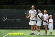 12 June 2008; Davis Cup star Conor Niland with model Michelle McGrath, sisters Kate Lloyd, age 14, and Lily, age 8, right, at the launch of the 2008 Shelbourne Men's Irish Open Tennis Championships at Fitzwilliam Lawn Tennis Club. The tournament takes place from 29th June to 5th July, entry to the tournament is free to the public. Conor was a semi-finalist at the 2007 Shelbourne Irish Open, which was won by Indian Rohan Bopanna. Fitzwilliam Lawn Tennis Club, Appian Way, Dublin. Picture Credit: Brian Lawless / SPORTSFILE