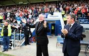 15 June 2008; Cardinal Sean Brady, a Cavan man by birth, and now Archbishop of Armagh with Ulster GAA President Tom Daly before the game. GAA Football Ulster Senior Championship Quarter-Final, Cavan v Armagh, Kingspan Breffni Park, Cavan. Picture credit: Oliver McVeigh / SPORTSFILE