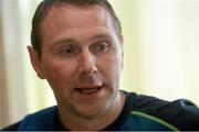 11 May 2015; Republic of Ireland head coach Tom Mohan speaking to journalists at the team hotel. Republic of Ireland U17 Press Conference. Pomorie, Bulgaria. Picture credit: Pat Murphy / SPORTSFILE