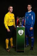 11 May 2015; FAI Intermediate Cup finalists, Morgan Cranley, left, Tolka Rovers, and James Lee, Crumlin United, at an FAI Umbro Intermediate Cup and FAI  Junior Cup Media Day in association with Umbro and Aviva, Aviva Stadium, Dublin. Picture credit: David Maher / SPORTSFILE
