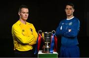11 May 2015; FAI Intermediate Cup finalists, Morgan Cranley, left, Tolka Rovers, and James Lee, Crumlin United, at an FAI Umbro Intermediate Cup and FAI  Junior Cup Media Day in association with Umbro and Aviva, Aviva Stadium, Dublin. Picture credit: David Maher / SPORTSFILE