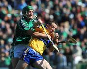22 June 2008; Colin Lynch, Clare, is tackled by Limerick's Mike O'Brien. GAA Hurling Munster Senior Championship Semi-Final, Limerick v Clare, Semple Stadium, Thurles, Co. Tipperary. Picture credit: Ray McManus / SPORTSFILE