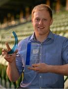 14 May 2015; City of Armagh player Neil Faloon collected two awards at this year’s Ulster Bank League Awards held at the Aviva Stadium, Dublin last night (Thursday 14 May). Ireland’s Head Coach Joe Schmidt presented Neil with the Ulster Bank Ulster Player of the Year Division 2B award and the Ulster Bank Ulster Player of the Year trophy. Local Ulster club players who featured on the awards shortlist included Ballynahinch’s Ross Adair who was shortlisted in both the Rising Star and Ulster Provincial Player of the Year categories, Sean Taylor from Ballymena, named in 1B Division Player of the Year category and in the Ulster Provincial Player of the Year category along with Belfast Harlequin’s Frank Taggart. Queen’s University PROs Ryan Clarke and Keelan Durnien were also shortlisted in the Ulster Bank PRO of the Year. For more information on the Ulster Bank League Awards, go to www.facebook.com/ulsterbankrugby or find Ulster Bank Rugby on Twitter. Aviva Stadium, Lansdowne Road, Dublin. Picture credit: Brendan Moran / SPORTSFILE