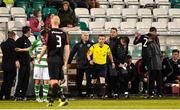 15 May 2015; Referee Derek Tomney sends Longford Town masnagewr Tony Cousins to the stand. SSE Airtricity League, Premier Division, Shamrock Rovers v Longford Town. Tallaght Stadium, Tallaght, Co. Dublin. Picture credit: David Maher / SPORTSFILE