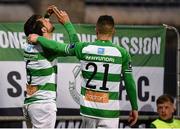 15 May 2015; Maxime Blanchard, left, Shamrock Rovers, celebrates after scoring his side's second goal with team-mate Mikey Drennan. SSE Airtricity League, Premier Division, Shamrock Rovers v Longford Town. Tallaght Stadium, Tallaght, Co. Dublin. Picture credit: David Maher / SPORTSFILE