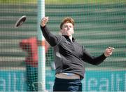 16 May 2015; Ryan Boyd, St Michael's College, Dublin, during the Inter Boys Discus at the GloHealth Leinster Schools Track and Field Championships. Morton Stadium, Santry, Dublin. Picture credit: Oliver McVeigh / SPORTSFILE
