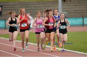 16 May 2015; Athlete's during the Senior Girls 1500m at the GloHealth Leinster Schools Track and Field Championships. Morton Stadium, Santry, Dublin. Picture credit: Oliver McVeigh / SPORTSFILE