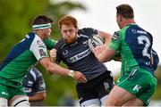 16 May 2015; Dan Baker, Ospreys, is tackled by Eoghan Masterson, left, and Andrew Browne, supported by Tom McCartney, Connacht. Guinness PRO12, Round 22, Connacht v Ospreys, Sportsground, Galway. Picture credit: Ramsey Cardy / SPORTSFILE