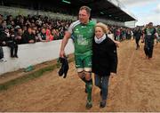16 May 2015; Michael Swift, Connacht,  with his mother Francis after the game. Guinness PRO12, Round 22, Connacht v Ospreys, Sportsground, Galway. Picture credit: Ray Ryan / SPORTSFILE