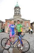 26 June 2008; Pezula racing team rider David O'Loughlin, left, and An Post cycling team rider Mark Cassidy at the launch of the 2008 Tour of Ireland cycle race which is being held from the 27th to 31st August. Dublin Castle, Dublin. Picture credit: Stephen McCarthy / SPORTSFILE